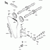 Схема узла: Распредвал & Цепь ГРМ & Натяжитель для Kawasaki ZX600 GPX600R