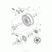 Схема узла: Заднее колесо & Приводная цепь для Kawasaki ZR900 Z900