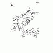 Схема вузла: Розподільний вал & Ланцюг ГРМ & Натягувач для Kawasaki KL250 KLR250