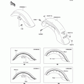 Схема вузла: Fenders (vn1500-l2h/l3h) для Kawasaki VN1500 VN1500 Classic Tourer Fi