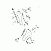 Схема вузла: Розподільний вал & Ланцюг ГРМ & Натягувач для Kawasaki VN900 Vulcan 900 Classic LT