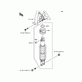 Схема узла: Задний амортизатор(ы) для Kawasaki KL650 KLR650