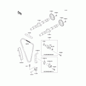 Схема вузла: Розподільний вал & Ланцюг ГРМ & Натягувач для Kawasaki ZR550 Zephyr