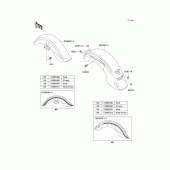 Схема вузла: Fenders(1/2)(vn1500-e5/e6) для Kawasaki VN1500 Vulcan 1500 Classic