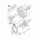 Схема вузла: Заднє колесо & Привідний ланцюг для Kawasaki ZR1100 Zephyr 1100
