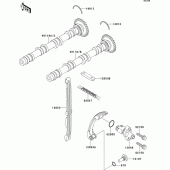 Схема вузла: Розподільний вал & Ланцюг ГРМ & Натягувач для Kawasaki ZX750 ZXR750R