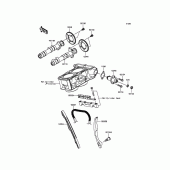 Схема вузла: Розподільний вал & Ланцюг ГРМ & Натягувач для Kawasaki EX300 Ninja 300 ABS