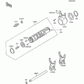 Схема вузла: Gear change drum/shift fork(s) для Kawasaki ZX600 GPX600R