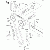 Схема вузла: Розподільний вал & Ланцюг ГРМ & Натягувач для Kawasaki KL650 KLR650