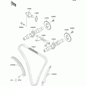 Схема узла: Распредвал & Цепь ГРМ & Натяжитель для Kawasaki EX500 EX500