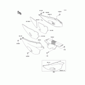 Схема узла: Задние боковые обтекатели & Защита цепи для Kawasaki KL650 KLR650