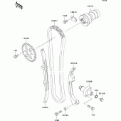 Схема вузла: Розподільний вал & Ланцюг ГРМ & Натягувач для Kawasaki BN125 Eliminator