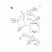 Схема вузла: Задні бічні обтічники & Захист ланцюга для Kawasaki BJ250 Estrella RS