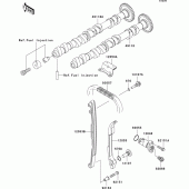 Схема вузла: Розподільний вал & Ланцюг ГРМ & Натягувач для Kawasaki ZR1000 Z1000