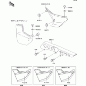 Схема вузла: Задні бічні обтічники & Захист ланцюга для Kawasaki ZR1100 ZRX1100
