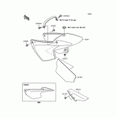 Схема вузла: Задні бічні обтічники & Захист ланцюга для Kawasaki KL110 KSR