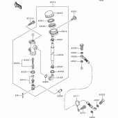 Схема вузла: Задній гальмівний циліндр Kawasaki ZR750 ZR-7