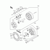 Схема вузла: Заднє колесо & Привідний ланцюг для Kawasaki ZR1100 Zephyr 1100RS