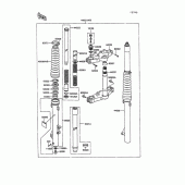 Схема узла: Вилка передней оси для Kawasaki KL250 KLR250