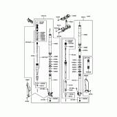 Схема вузла: Вилка передньої осі для Kawasaki KX250/ KX252 KX250F