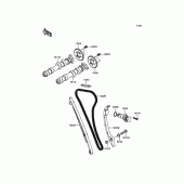 Схема вузла: Розподільний вал & Ланцюг ГРМ & Натягувач для Kawasaki EX650 ER-6F