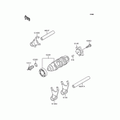 Схема узла: Копирный вал & Вилки для Kawasaki BJ250 Estrella