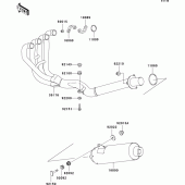 Схема вузла: Вихлопна система для Kawasaki ZR1100 ZRX1100-II