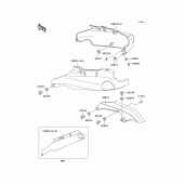 Схема узла: Крышка боковая/защита цепи для Kawasaki ZX1100 Ninja ZX-11