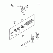 Схема вузла: Копірний вал & Вилки для Kawasaki EN400 Vulcan 400