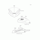 Схема узла: Наклейки (Эбони; LES) для Kawasaki EX250 Ninja 250