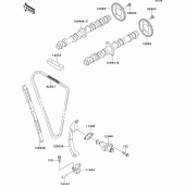 Схема узла: Распредвал & Цепь ГРМ & Натяжитель для Kawasaki ZX600 ZZ-R600