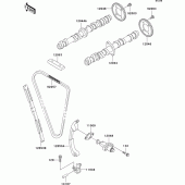 Схема узла: Распредвал & Цепь ГРМ & Натяжитель для Kawasaki ZX600 ZZ-R600