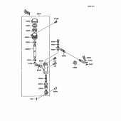 Схема вузла: Задній гальмівний циліндр для Kawasaki KMX125