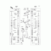 Схема узла: Передняя вилка(1/2) для Kawasaki KX100