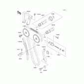 Схема вузла: Розподільний вал & Ланцюг ГРМ & Натягувач для Kawasaki KL650 KLR650