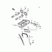 Схема узла: Распредвал & Цепь ГРМ & Натяжитель для Kawasaki ER300 Z300 ABS