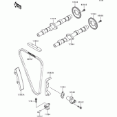 Схема вузла: Розподільний вал & Ланцюг ГРМ & Натягувач для Kawasaki ZR550 Zephyr