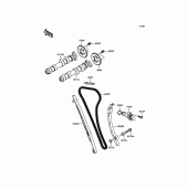 Схема вузла: Розподільний вал & Ланцюг ГРМ & Натягувач для Kawasaki ER650 ER-6N ABS