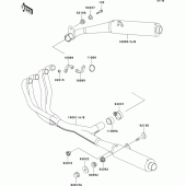 Схема узла: Выхлопная система (s) для Kawasaki ZX1100 ZZ-R1100