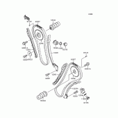 Схема вузла: Розподільний вал & Ланцюг ГРМ & Натягувач для Kawasaki VN400 Vulcan II