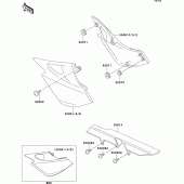 Схема вузла: Задні бічні обтічники & Захист ланцюга для Kawasaki ER500 ER-5