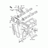Схема вузла: Розподільний вал & Ланцюг ГРМ & Натягувач для Kawasaki ZR1200 ZRX1200R