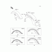 Схема вузла: Fenders(1/2)(vn1500-l3) для Kawasaki VN1500 Vulcan 1500 Nomad Fi