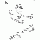 Схема узла: Выхлопная система для Kawasaki EX500 GPZ500S