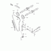 Схема вузла: Розподільний вал & Ланцюг ГРМ & Натягувач для Kawasaki ZX600 GPX600R