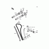 Схема вузла: Розподільний вал & Ланцюг ГРМ & Натягувач для Kawasaki KLE650 Versys 650 ABS