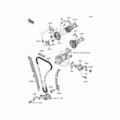 Схема вузла: Розподільний вал & Ланцюг ГРМ & Натягувач для Kawasaki KX450 KX450F