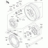 Схема вузла: Ступиця заднього колеса для Kawasaki ZR1100 ZRX1100