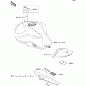 Схема вузла: Інформаційні наклейки для Kawasaki ZR750 Z750 ABS