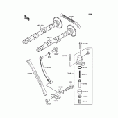 Схема вузла: Розподільний вал & Ланцюг ГРМ & Натягувач для Kawasaki ZR250 Balius-II